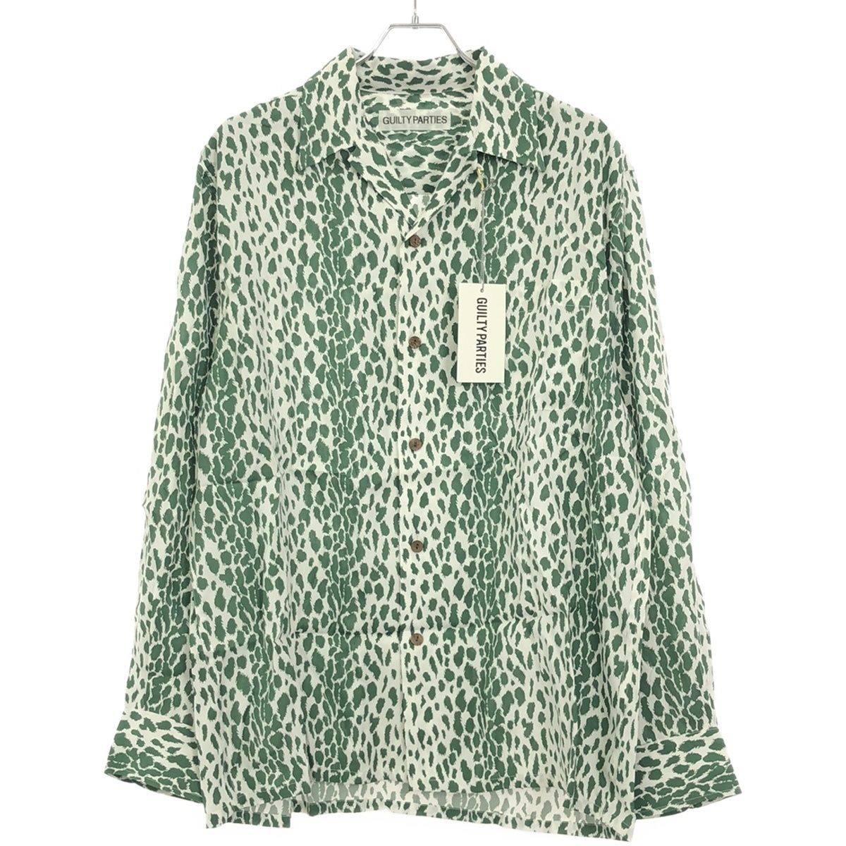 WACKO MARIA ワコマリア 24SS HAWAIIAN SHIRT L/S レオパードプリントハワイアンシャツ 24SSE-WMS-HI01 グリーン ホワイト L