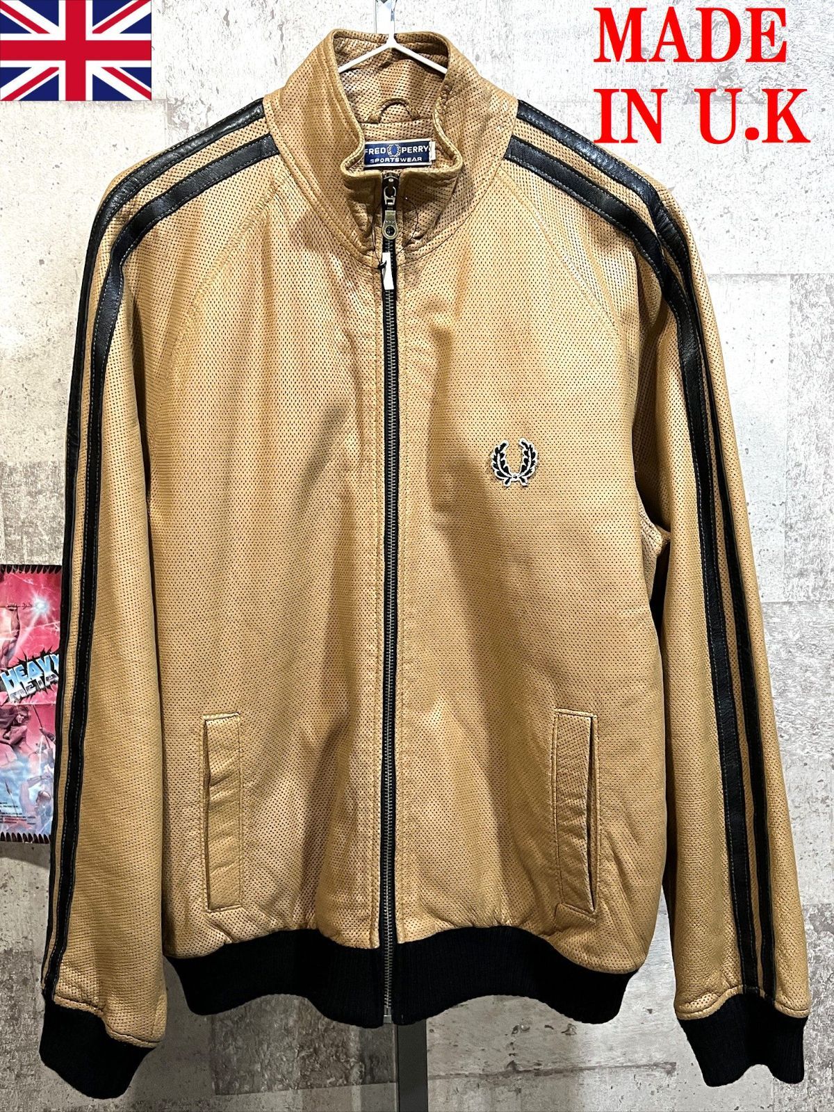 希少FRED PERRY made in UK パンチングレザー(牛革)JK 希少FRED PERRY made in UK パンチングレザー(牛革)JK