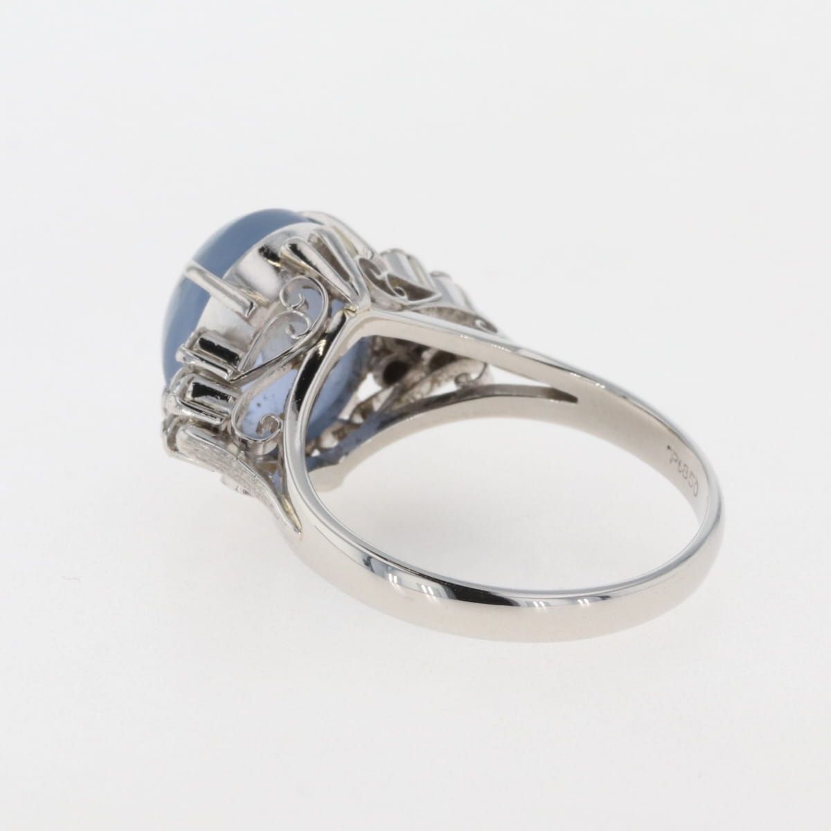 スターサファイア デザインリング プラチナ 指輪 メレダイヤ リング 12 