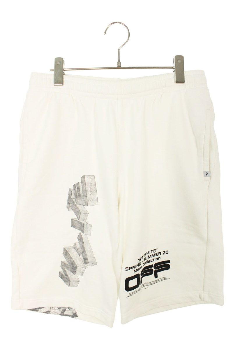 オフホワイト OMCI006R20E30004 プリントスウェットハーフパンツ