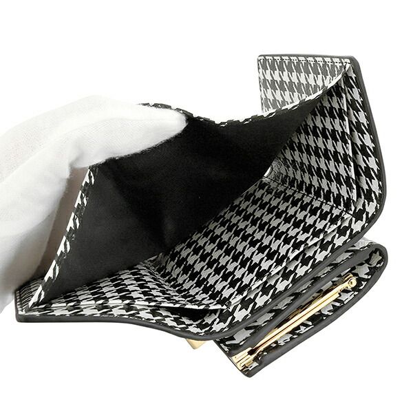 新品 ミュウミュウ MIU MIU 3つ折り財布 プリント レザー ブラック 黒  