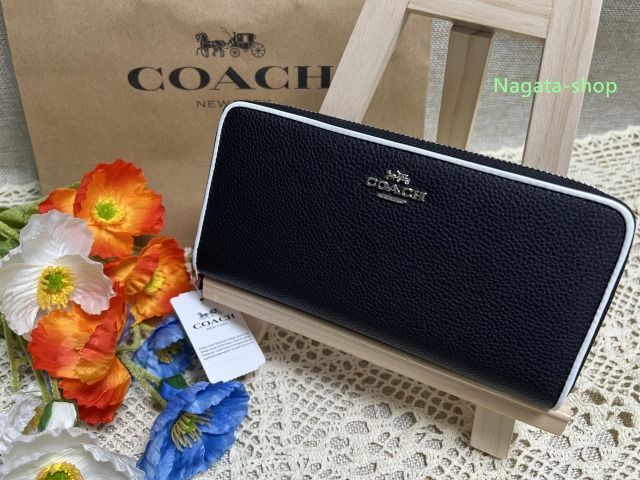 COACH 長財布 コーチ 財布 ラウンドファスナー ロング ウォレット バイカラー 黒 白 新生活 プレゼント ギフト 贈り物 ブランド 新品未使用B03  - メルカリ