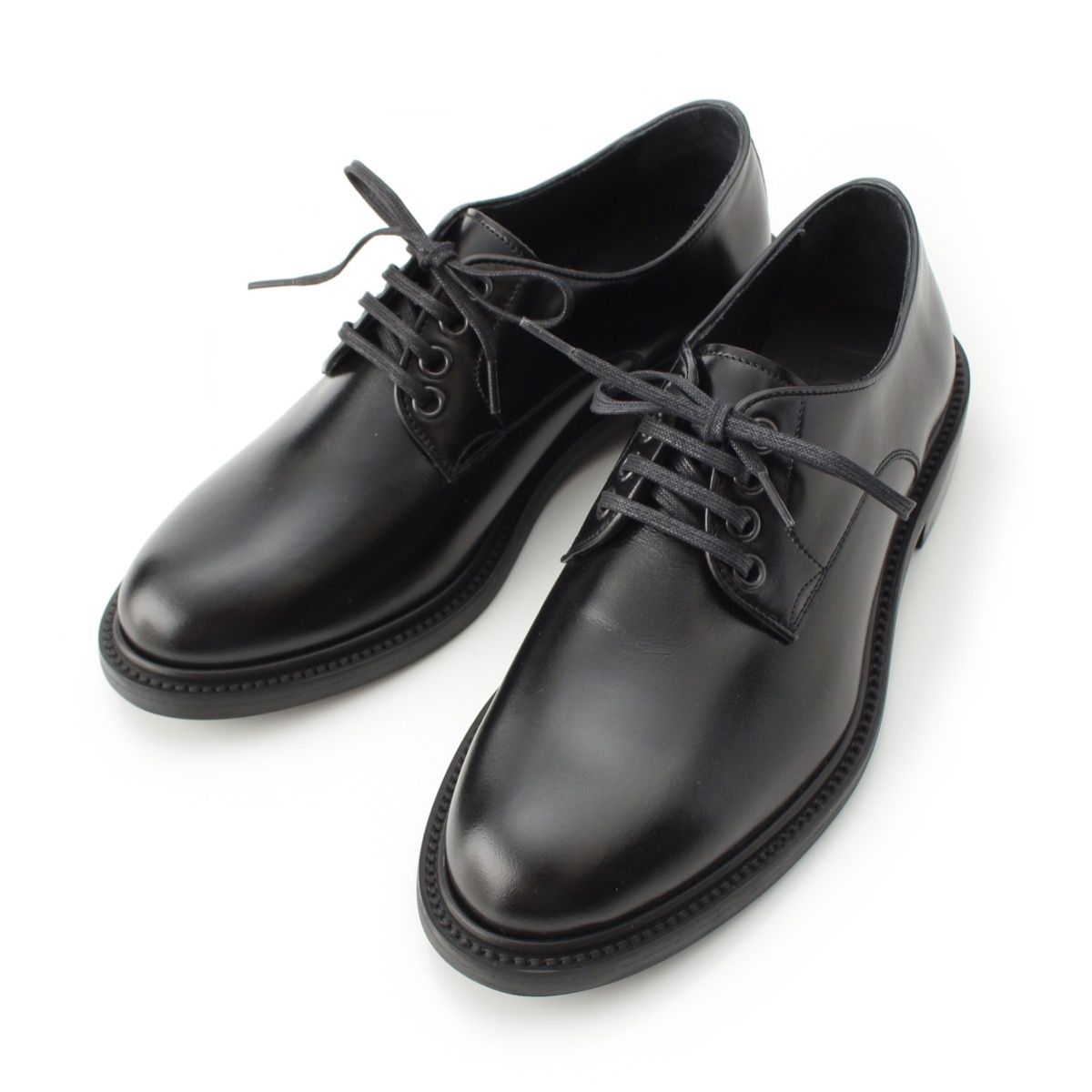 ロエベ レザー 外羽根 プレーントゥ ダービー ドレスシューズ 681912 ブラック 37
