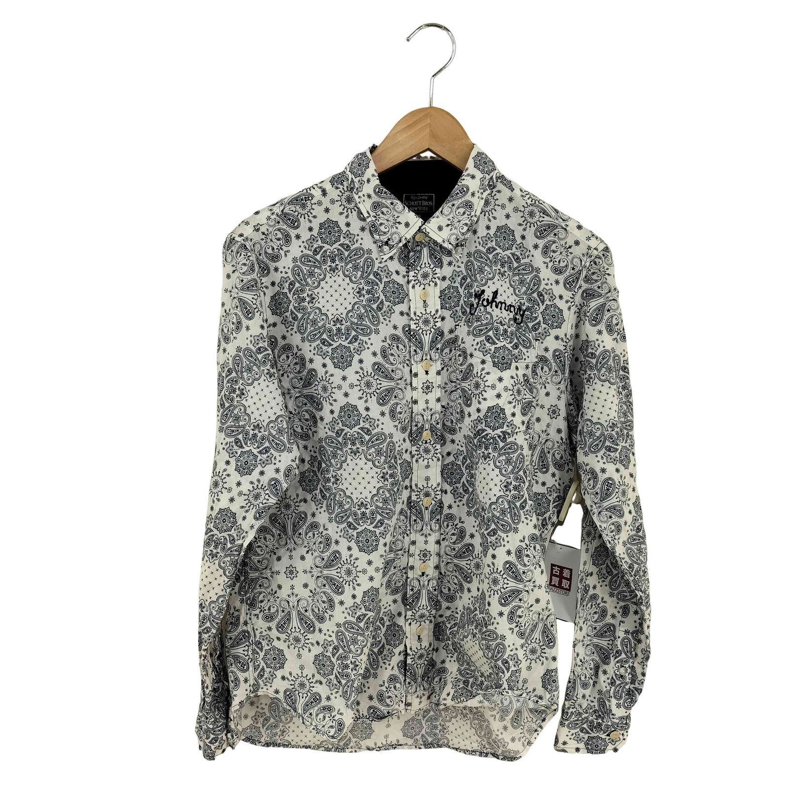 ショット Schott 猫目ボタン ペイズリー レギュラーカラーシャツ メンズ import：S 
