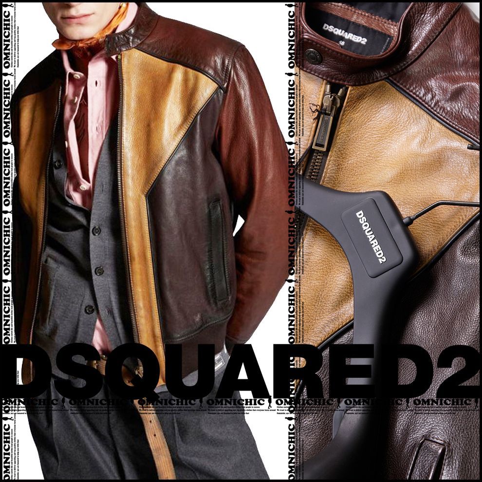 ハンガー付 DSQUARED2 ディースクエアード 上マルチ が抜群のセンス シングルレザージャケット52 XL S74AM1176