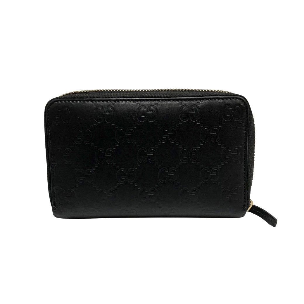【極美品】グッチ シマ ラウンドジップ ウォレット レザー ブラック 極 美品 保存箱付 グッチ シマ GG レザーラウンドジップ 二
