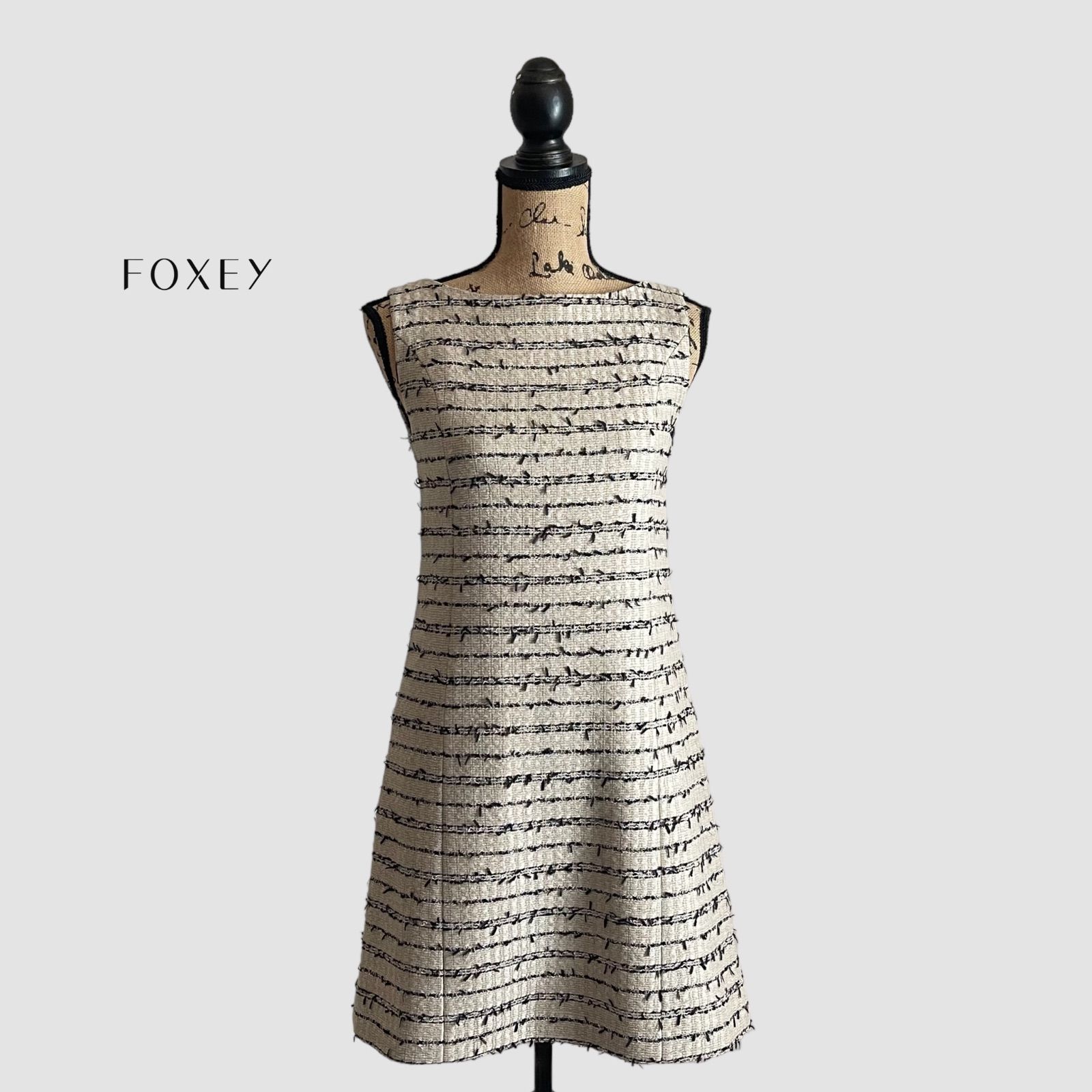 極美品☆FOXEY フォクシー Dress Leaf Border 38-