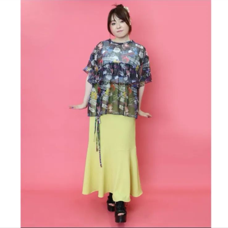 スカラー152703：POP総柄チュールシアープルオーバー 152703：POP総柄チュールシアープルオーバーの通販-ScoLar
