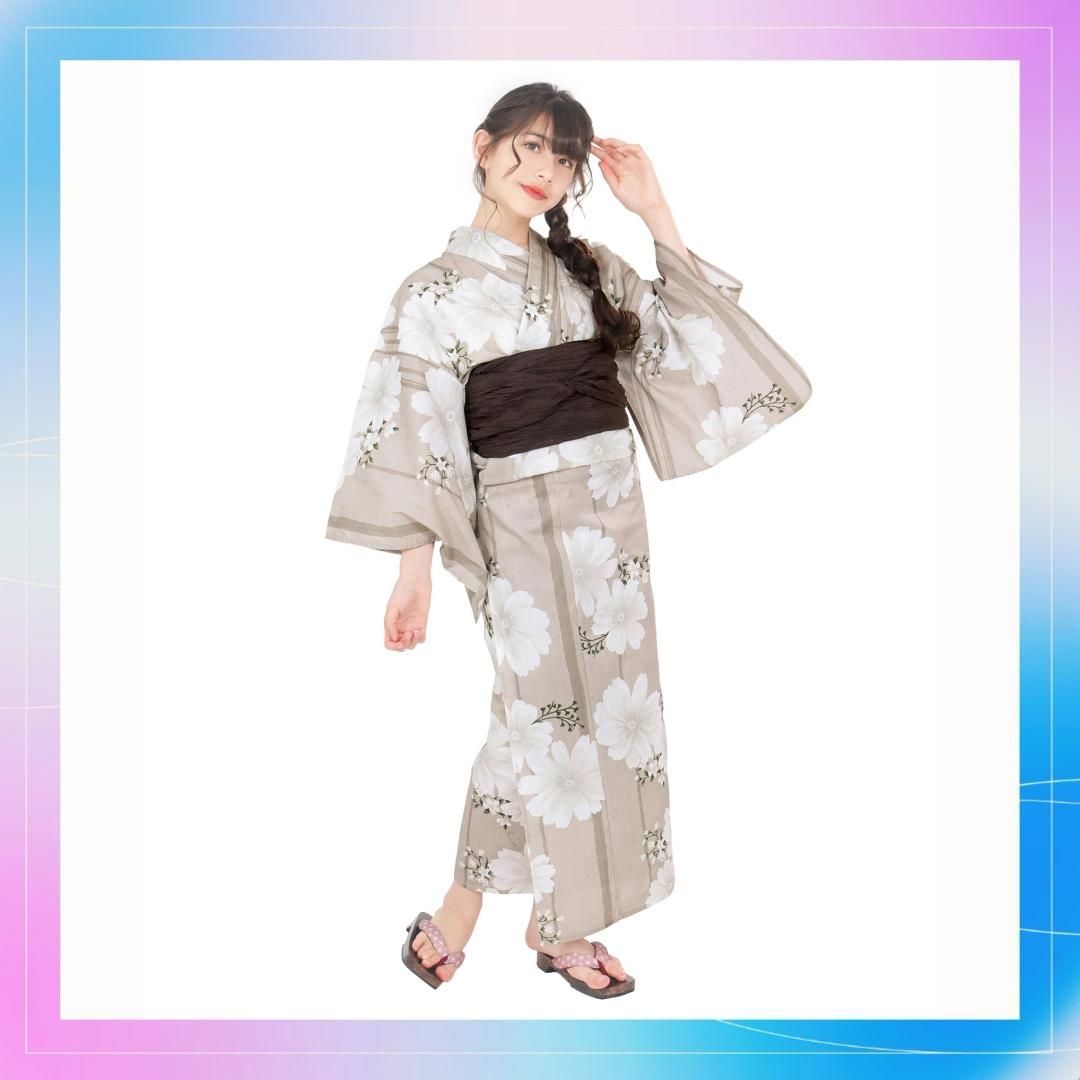 【在庫限り】Size:130_Color:8.黄昏の蜃気楼 [KYOETSU] [キョウエツ] 浴衣セット 女の子 生成り 変わり織 2点セット(浴衣、兵児帯) ジュニア ガールズ G (8.黄昏の蜃気楼， 130cm)