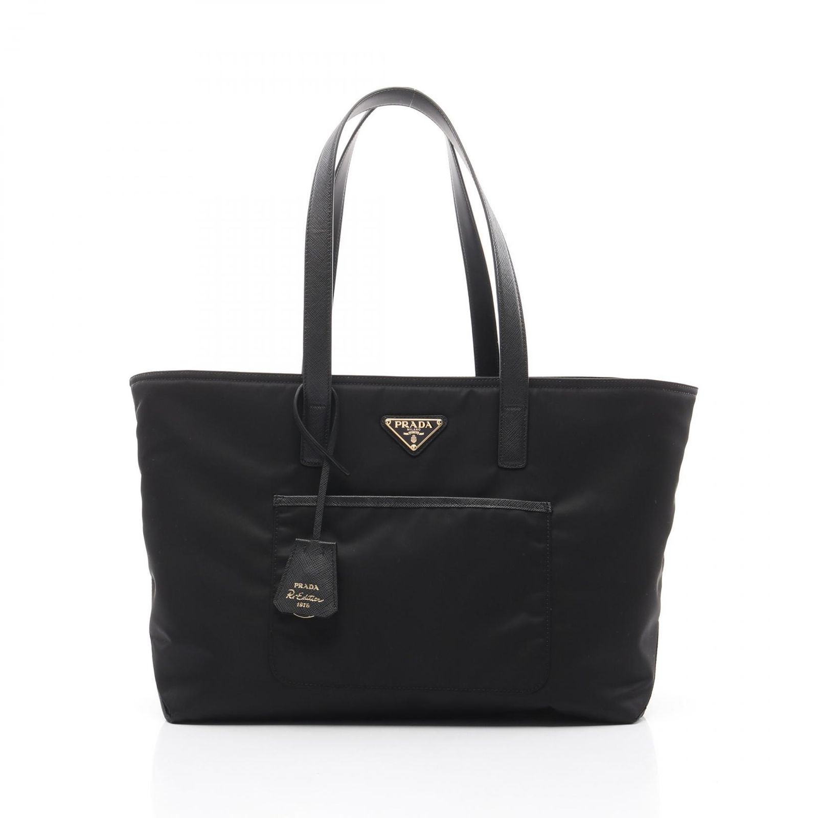 プラダ PRADA トートバッグ Re-Edition 1978 RE NYLON TESSUTO SAFFIANO 1BG555R064F0002 ブラック ナイロン サフィアーノレザー トートバッグ レディース