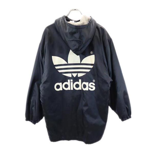 アディダス 80s デサント製 ヴィンテージ バックトレフォイルロゴ 中綿コート 160 ブラック adidas 裏ボア キッズ 古着 【231108】 5,825円