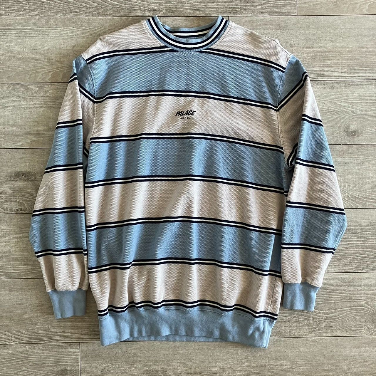 常田大希　着用　パレス　ボーダー　プルオーバー　ロンT　Mサイズ　水色 常田大希 着用 パレス ボーダー プルオーバー ロンT Mサイズ