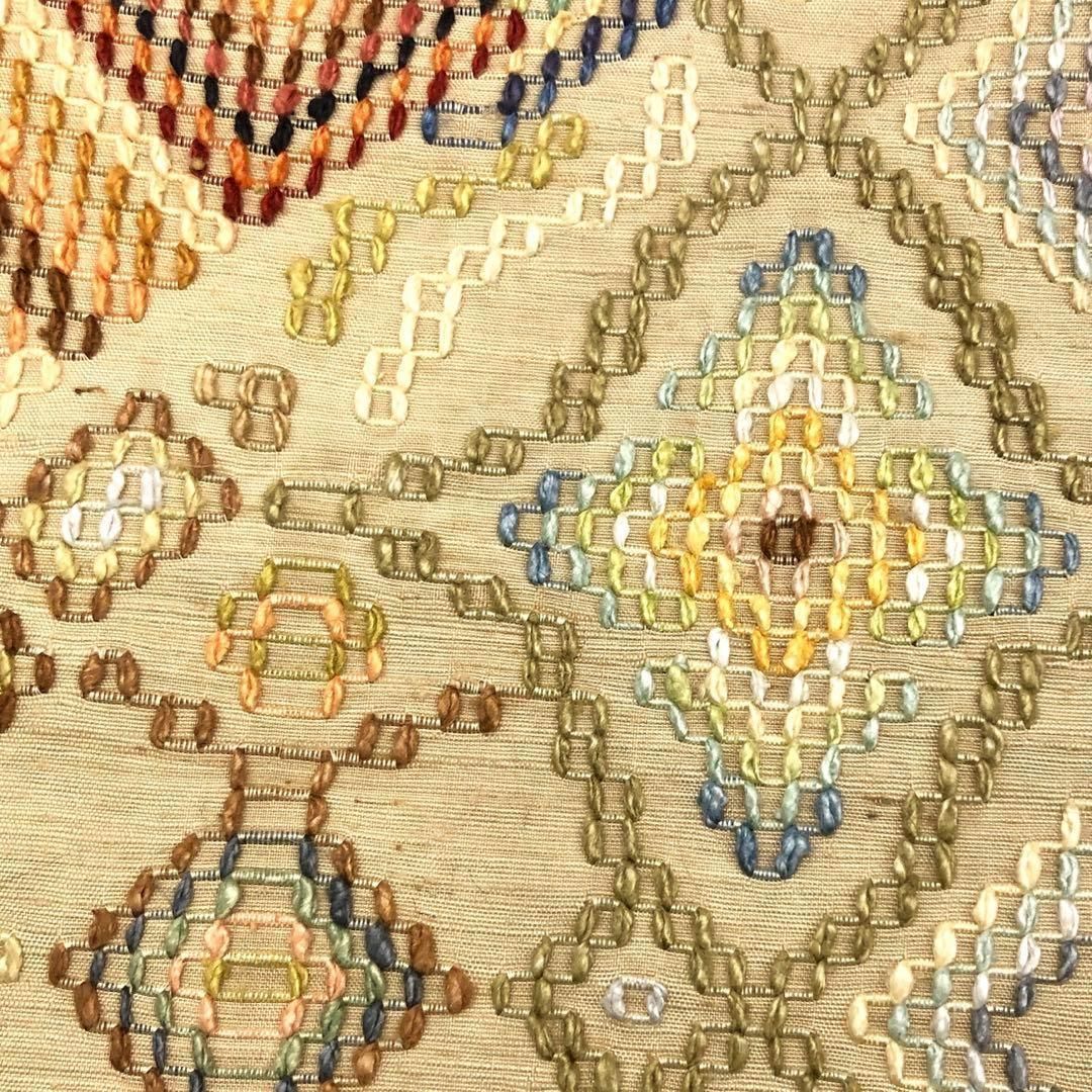 名古屋帯 本場琉球読谷山花織 草木染 証紙付 桑染色 O-3424 