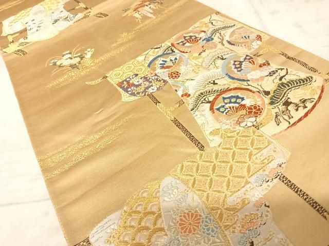 平和屋着物 平和屋着物◎六通柄袋帯 唐織 吉祥花文 金糸 平和屋着物 