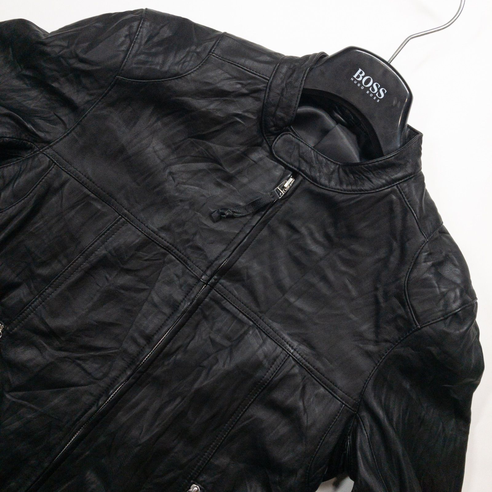 【美品】ユニクロ　羊革　レザージャケット　ライダース　シワ加工　ブラック　XL 貴重!! 廃盤モデル ユニクロ UNIQLO 羊革 シワ加工 ラムレザー