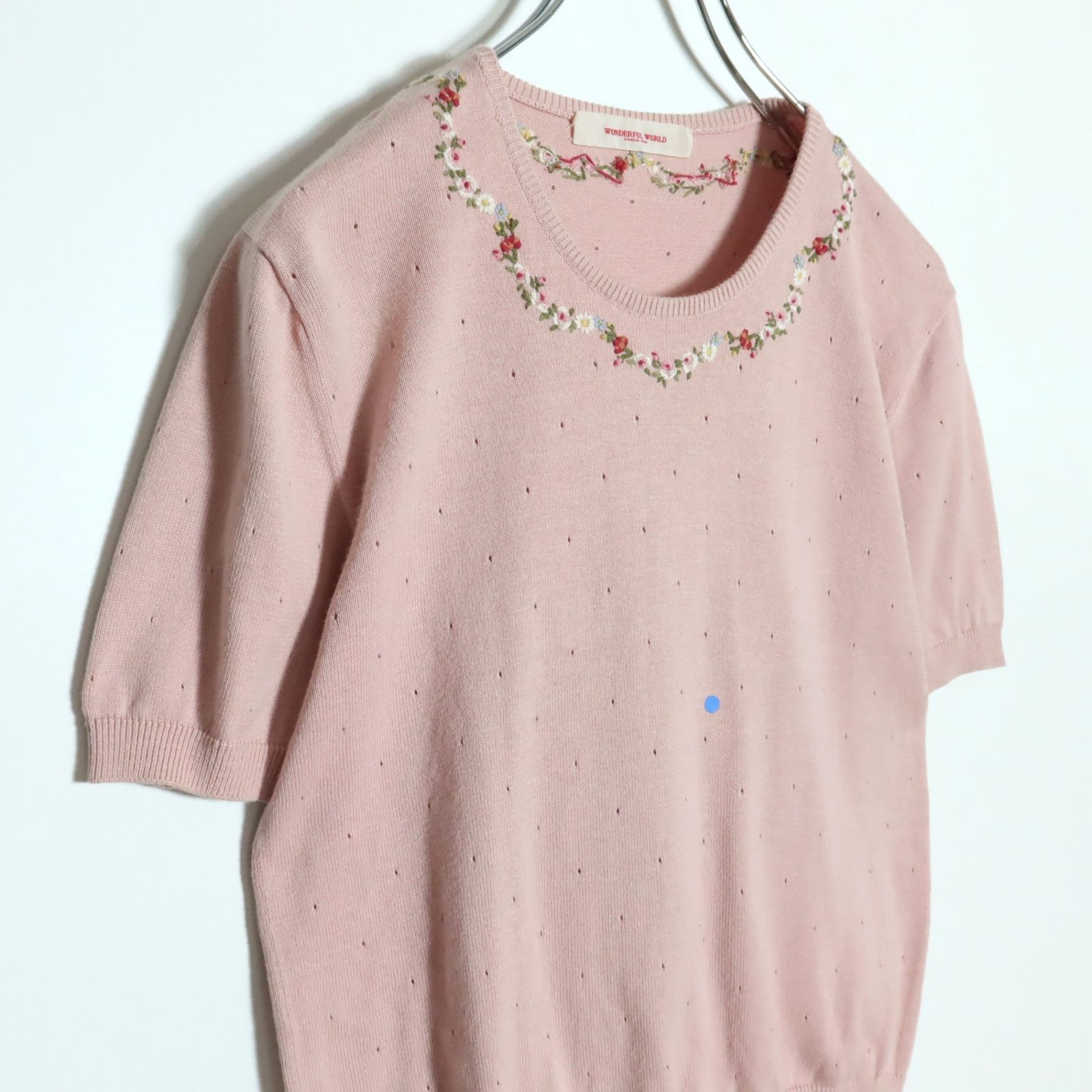 ワンダフルワールド　カネコイサオ　花柄　フラワー　ウールニット　ウールセーター. ワンダフルワールド カネコイサオ 花柄 フラワー ウールニット