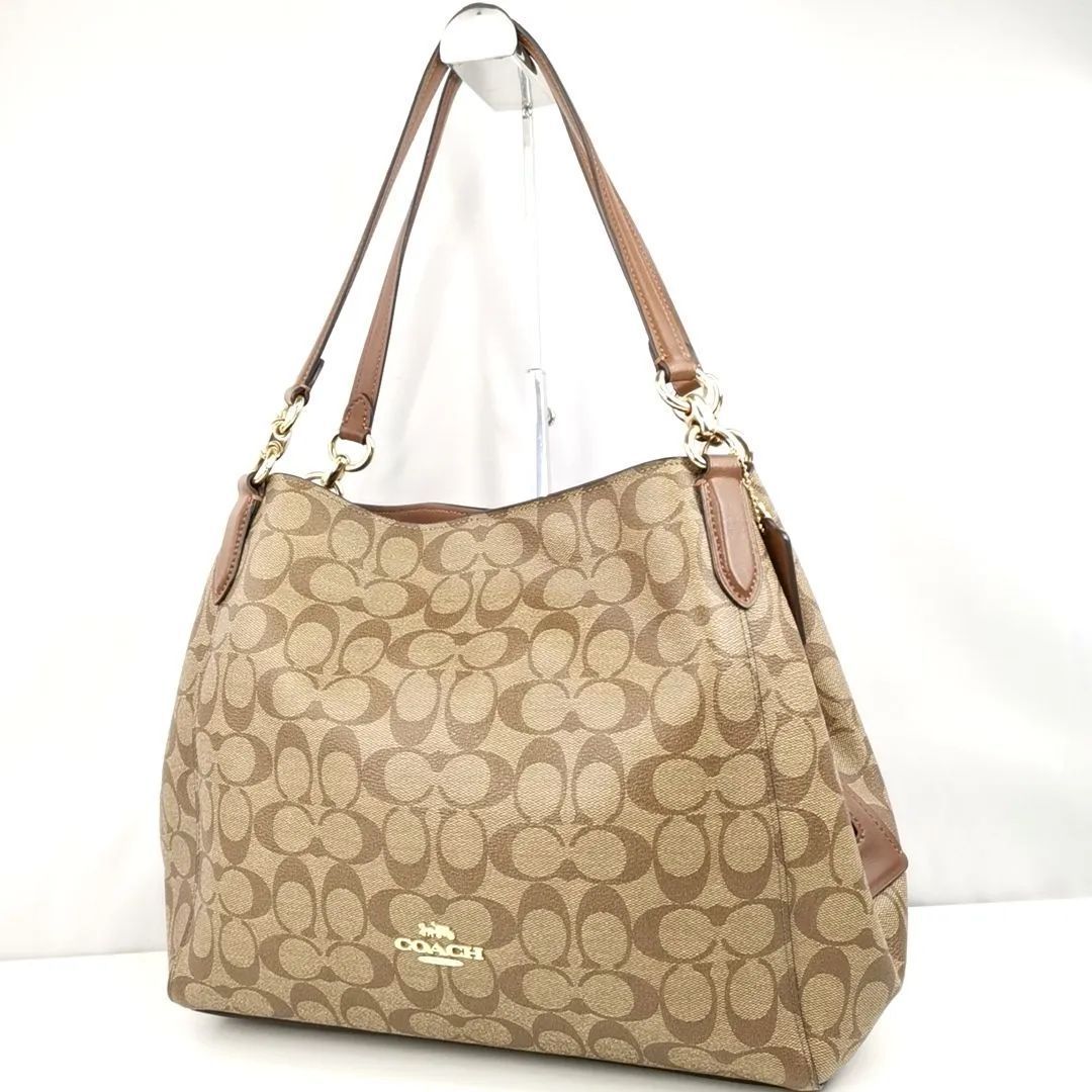 COACH K A-1 コーチ F80298 シグネチャー 総柄 ゴールド金具 セミショルダー 肩掛け トートバッグ 婦人鞄