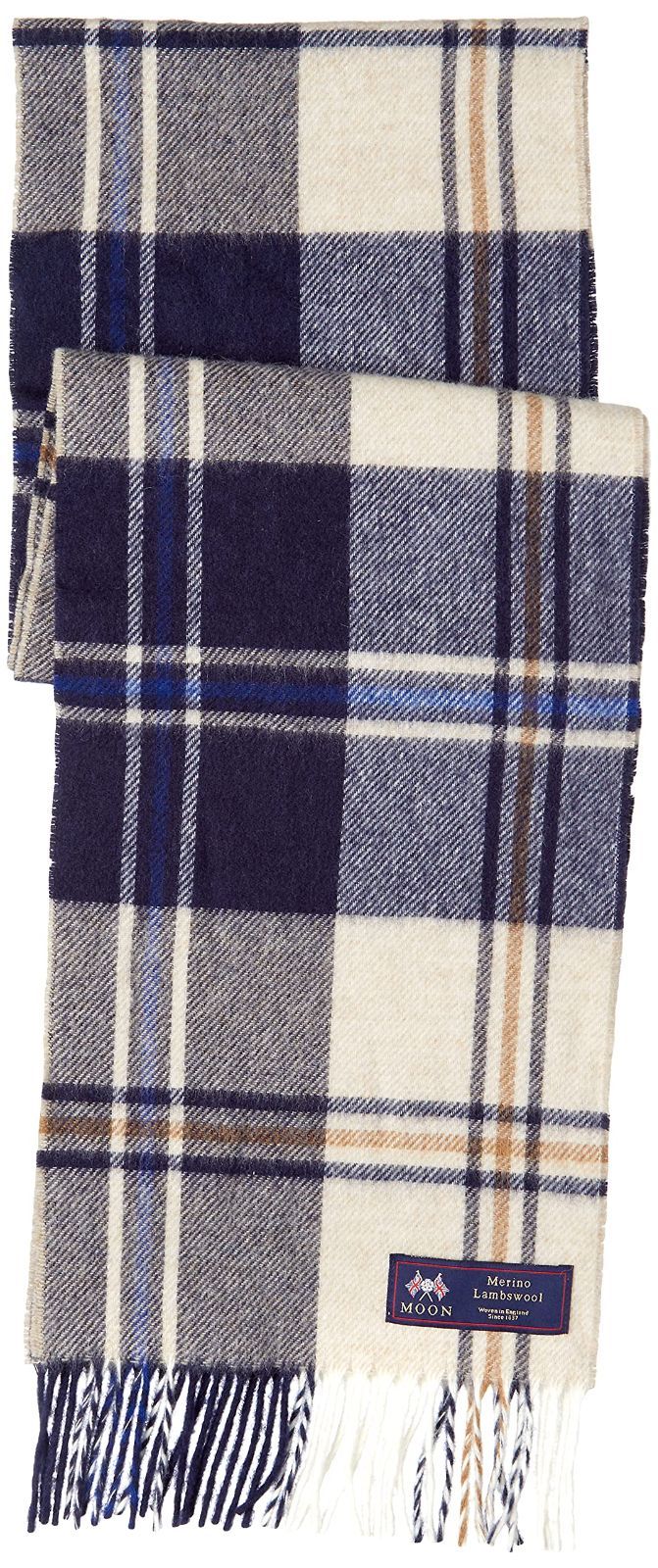 ブロック マフラー 英国 MOON社 丸眞 ウール生地使用