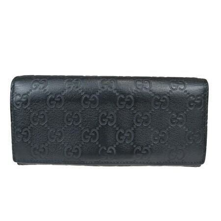 【美品】GUCCI 財布 中古】 中美品 グッチ GUCCI 二つ折り 長財布 GG柄 ブラック