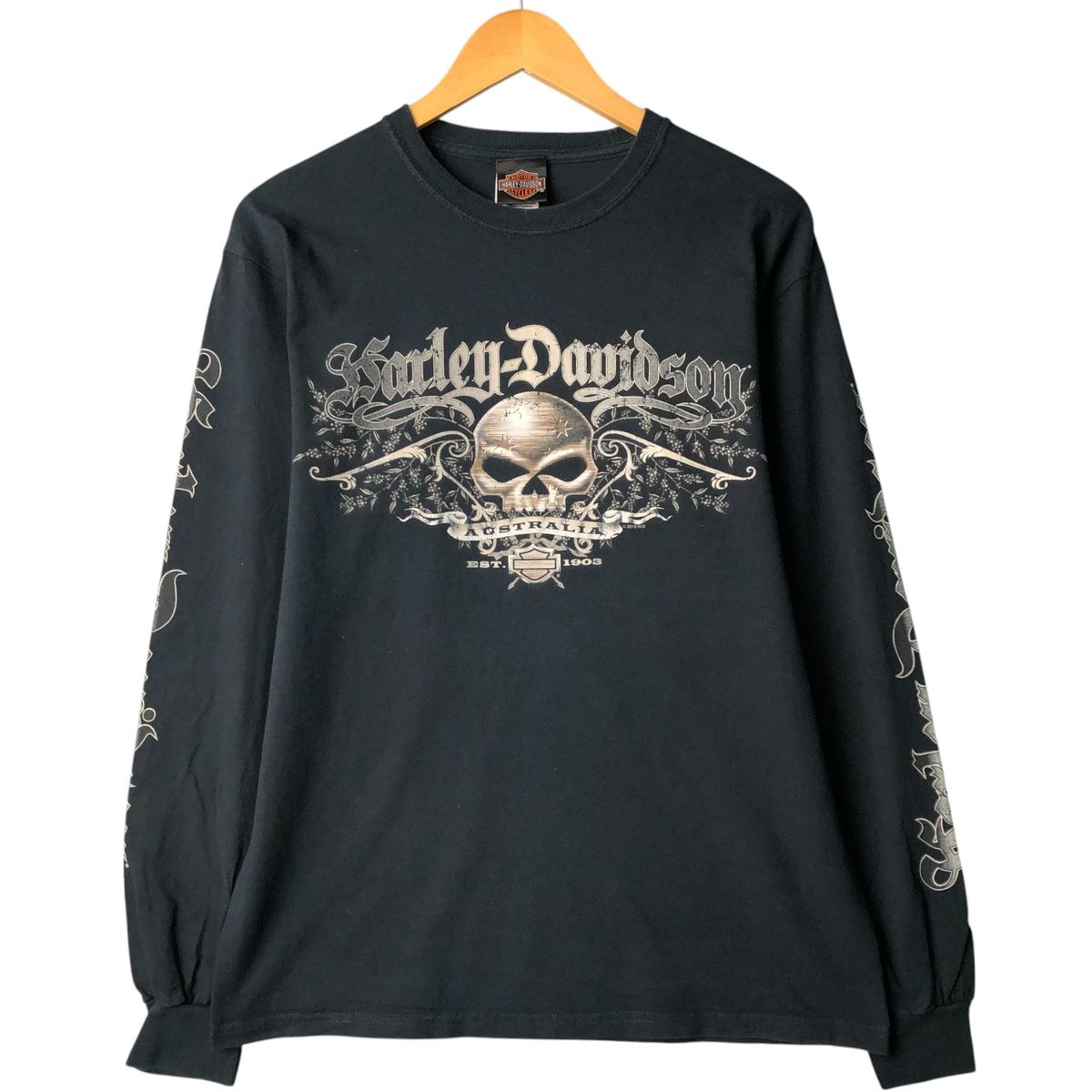 古着 ハーレーダビッドソン Harley-Davidson ドクロ柄 スカル柄 ロング