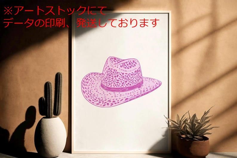 mz ポスター A1 サイズ (~A4まで対応可) ピンクのカウガールハット チーター ウエスタン カウガールハットチーター カウガール プレッピーウエスタンデコレーション ロデオウォールアート