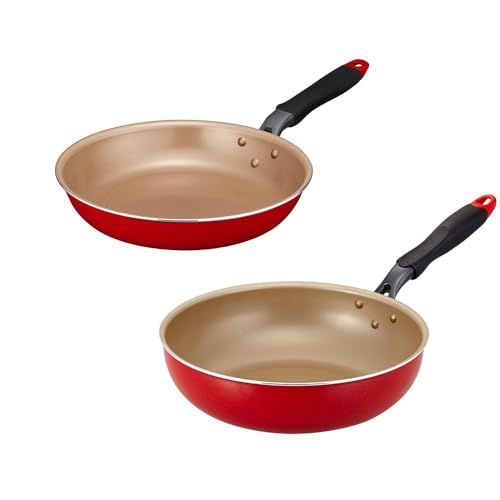 Color レッド_Style 2点セット エバークック フライパンセット 2点 フライパン26㎝ 深型フライパン28㎝ オール熱源対応 IH対応 500日 こげつきにくいフライパン PFOA フリー レッド ドウシシャ