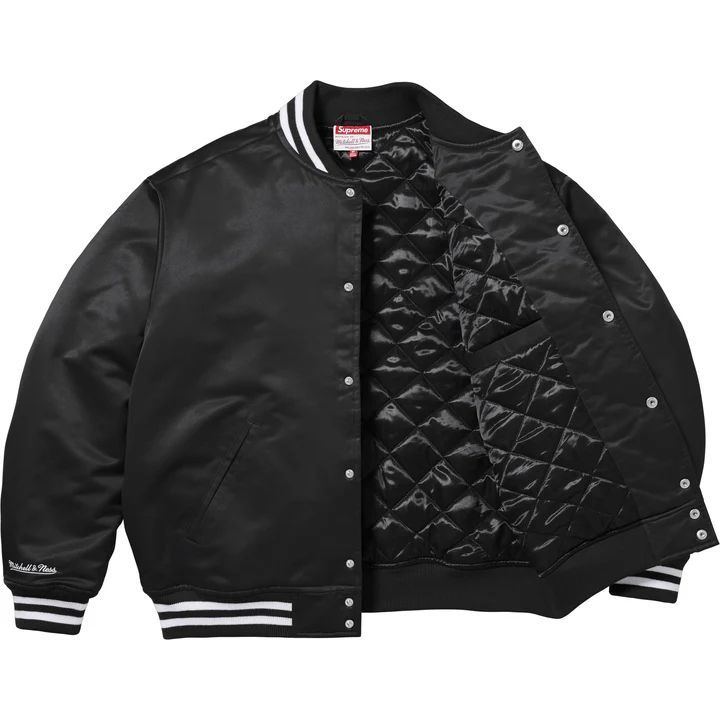 24AW Supreme x Mitchell & Ness Satin Varsity Jacket シュプリーム ミッチェルアンドネス サテン  バーシティ ジャケット - メルカリ