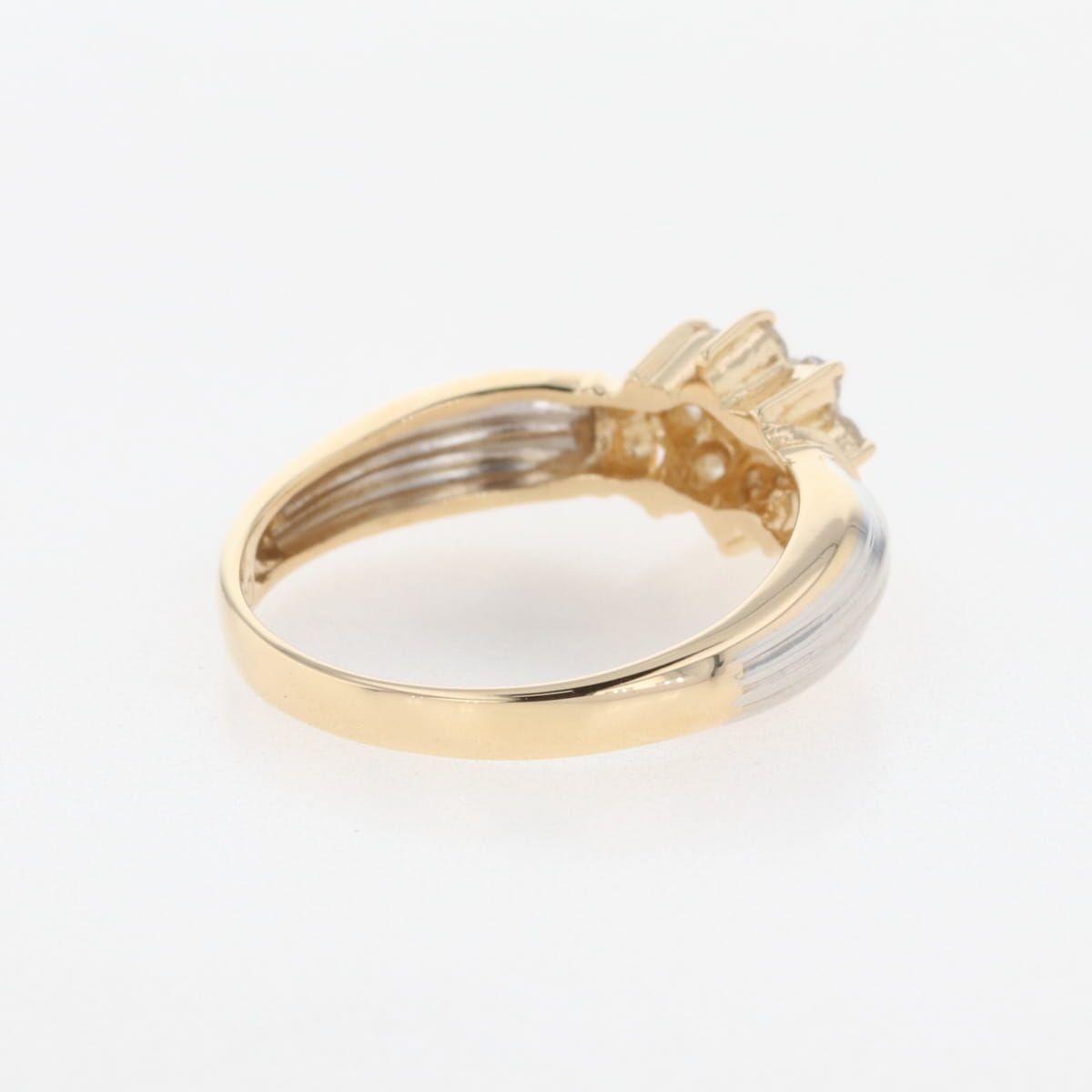 メレダイヤ デザインリング YG イエローゴールド プラチナ 指輪 リング 11号 K18 Pt900 ダイヤモンド レディース FORTGASGNV_COM_BR