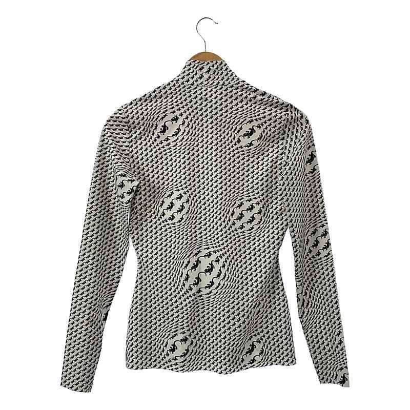 【美品】  MARINE SERRE / マリーンセル | 2020AW | SECOND SKIN TURTLENECK TOP トカゲプリント タートルネック カットソー ロンT | L | ホワイト / ブラック | レディース 美品】 MARINE SERRE / マリーンセル | 2020AW | SECOND SKIN