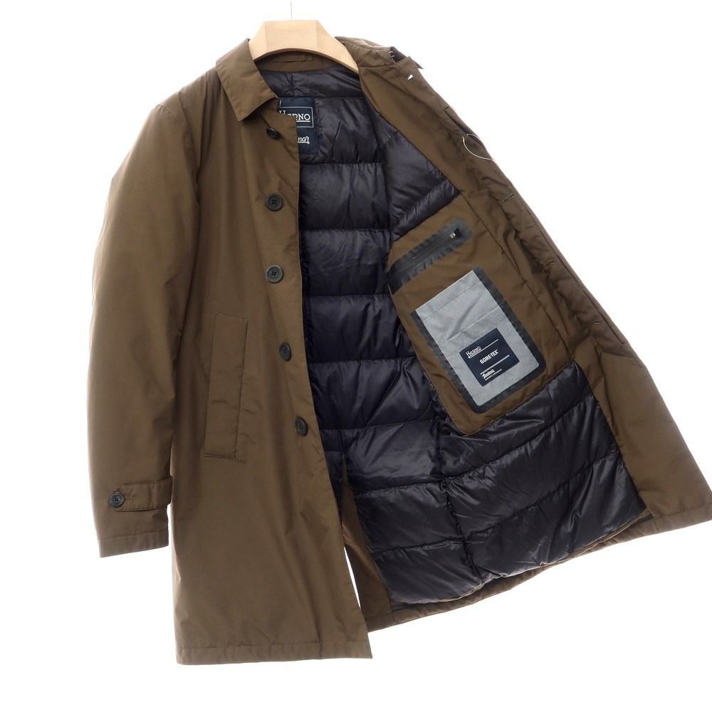 ヘルノ ラミナー ステンカラー ダウンコート ブラウン 46 HERNO