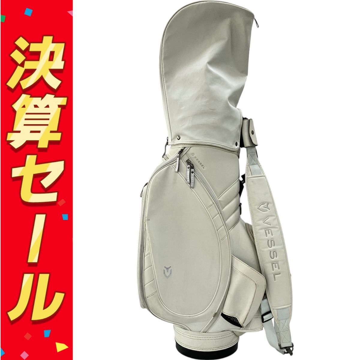VESSEL ゴルフバッグ キャディバッグ ホワイト×ホワイト ベゼル