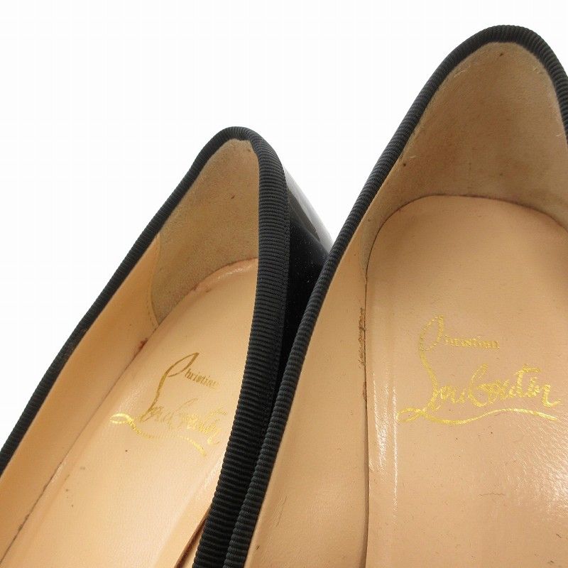 Christian Louboutin ブラック エナメル リボン　35 クリスチャンルブタン Christian louboutin エナメルパンプス