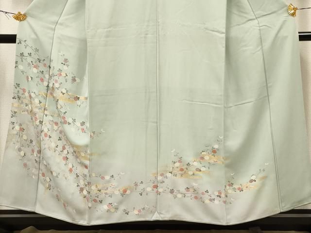 平和屋着物○訪問着 雪輪御所車草花文 暈し染め 金彩 正絹 逸品