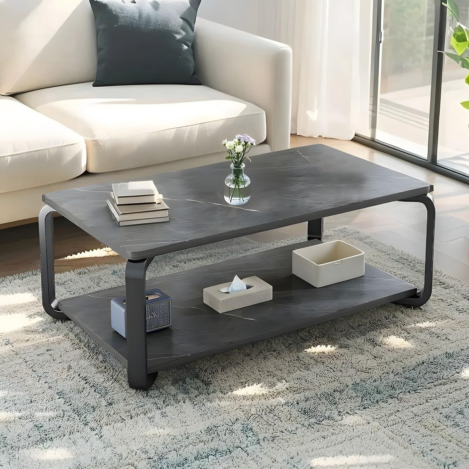 ローテーブル リビングテーブル センターテーブル コーヒーテーブル おしゃれ 一人暮らし 木製 × 金属フレーム シンプルデザイン 広々台面 YASICA 丸みを帯びた角 安全性高め 厚肉板材 高い耐荷重性 傷 水気に強く 掃除簡単 頑丈で変形しにくい 小さな MARWIL-DEMENAGEMENTS_CH