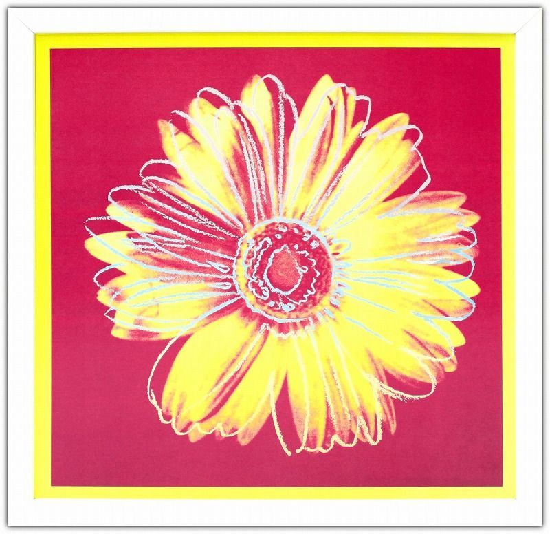 アンディ ウォーホル「デイジー(フクシャu0026イエロー)Daisy，c 1982」展示用フック付ポスター ポップアート 発送目安10～15営業日
