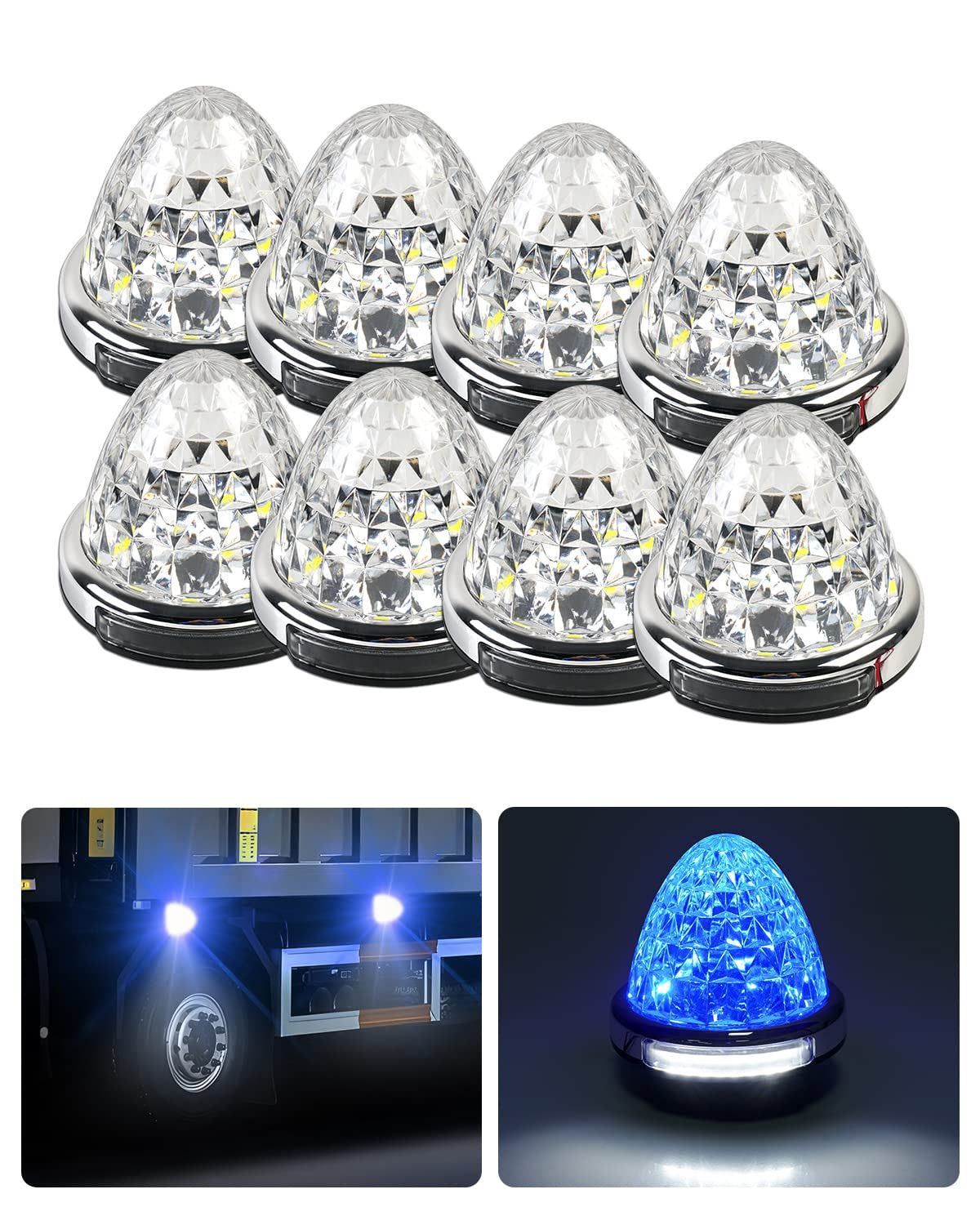2025年11月 防水加工 Cartist LED サイドマーカーランプ 路肩灯 両面発光 トラック IP67 DC 10-50V 無 性 丸型 新型LEDマーカー 高輝度 色選択可 メッキリング 8個セット 耐高温PC素材 メッキ付き