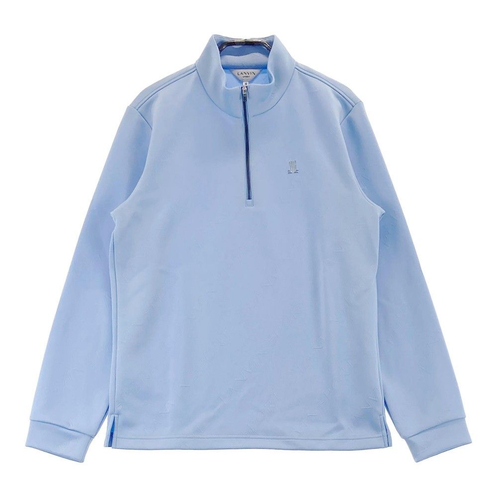 サイズ：38 LANVIN SPORT ランバン スポール  ハーフジップ 長袖Tシャツ ロゴ 総柄 ブルー系 [240101359318]# ゴルフウェア メンズ ストスト
