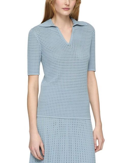 ラファイエットワンフォーエイト レディース ポロシャツ トップス Pointelle Stitch Polo Shirt Paper Blue