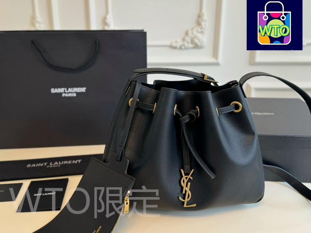 【SAINT LAURENT】ハンドバッグ＜バケツバッグ ＞＜ロゴ入り＞ サン ローラン バッグ コピー ショルダー バッグ ysl バケツ