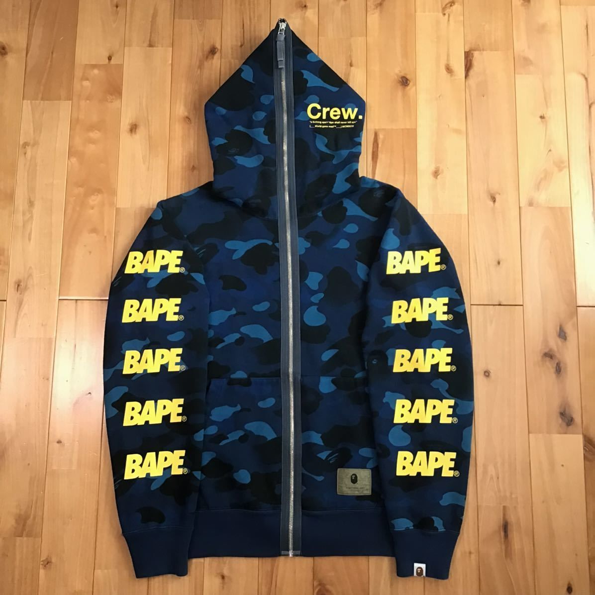 BAPE LOGO Blue camo フルジップ パーカー Lサイズ a bathing ape BAPE full zip hoodie エイプ  ベイプ アベイシングエイプ 迷彩