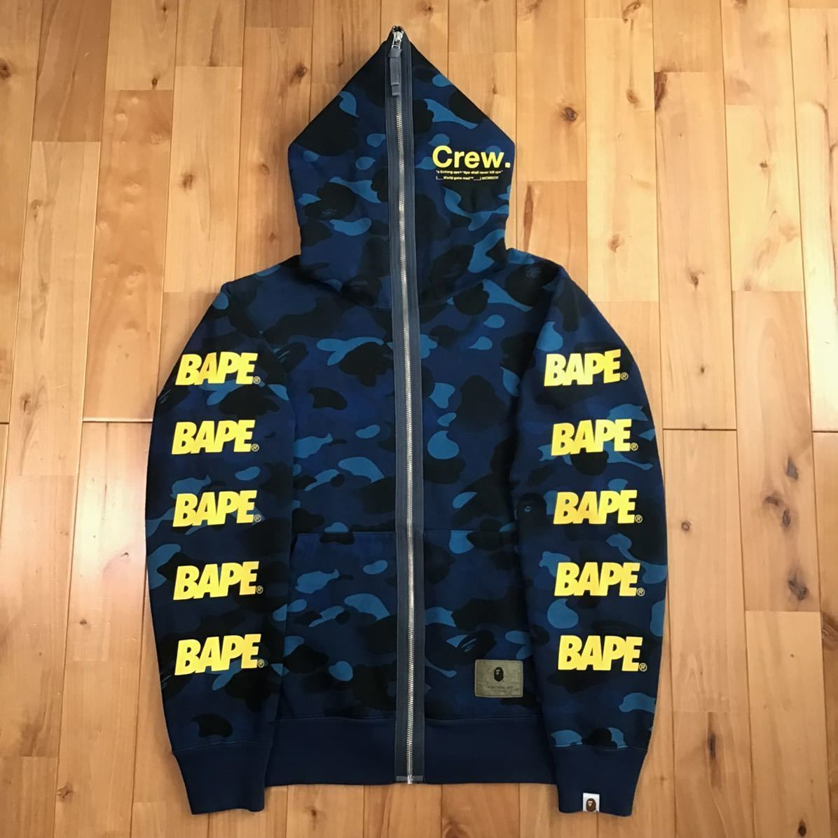 BAPE LOGO Blue camo フルジップ パーカー Lサイズ a bathing ape BAPE