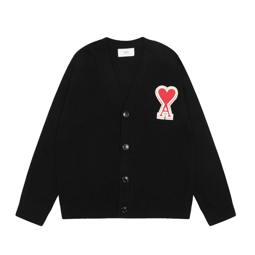 Ami Paris アミパリス ハート ニットセーターカーディガン ブラック 