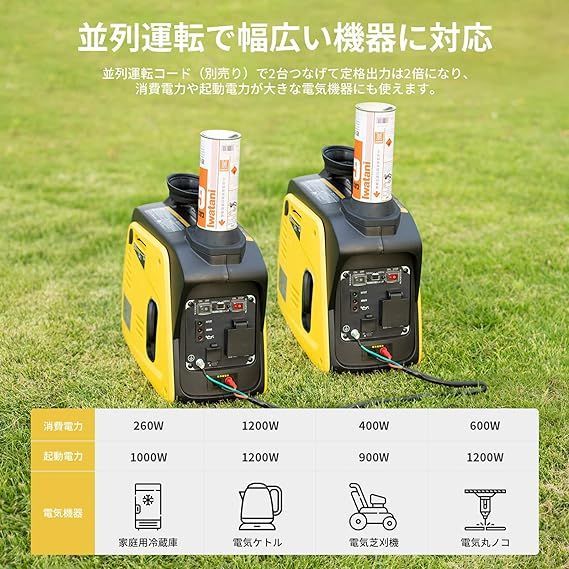 EENOUR インバーター 発電機 GS1800i きめ細かく 定格出力1.4kVA