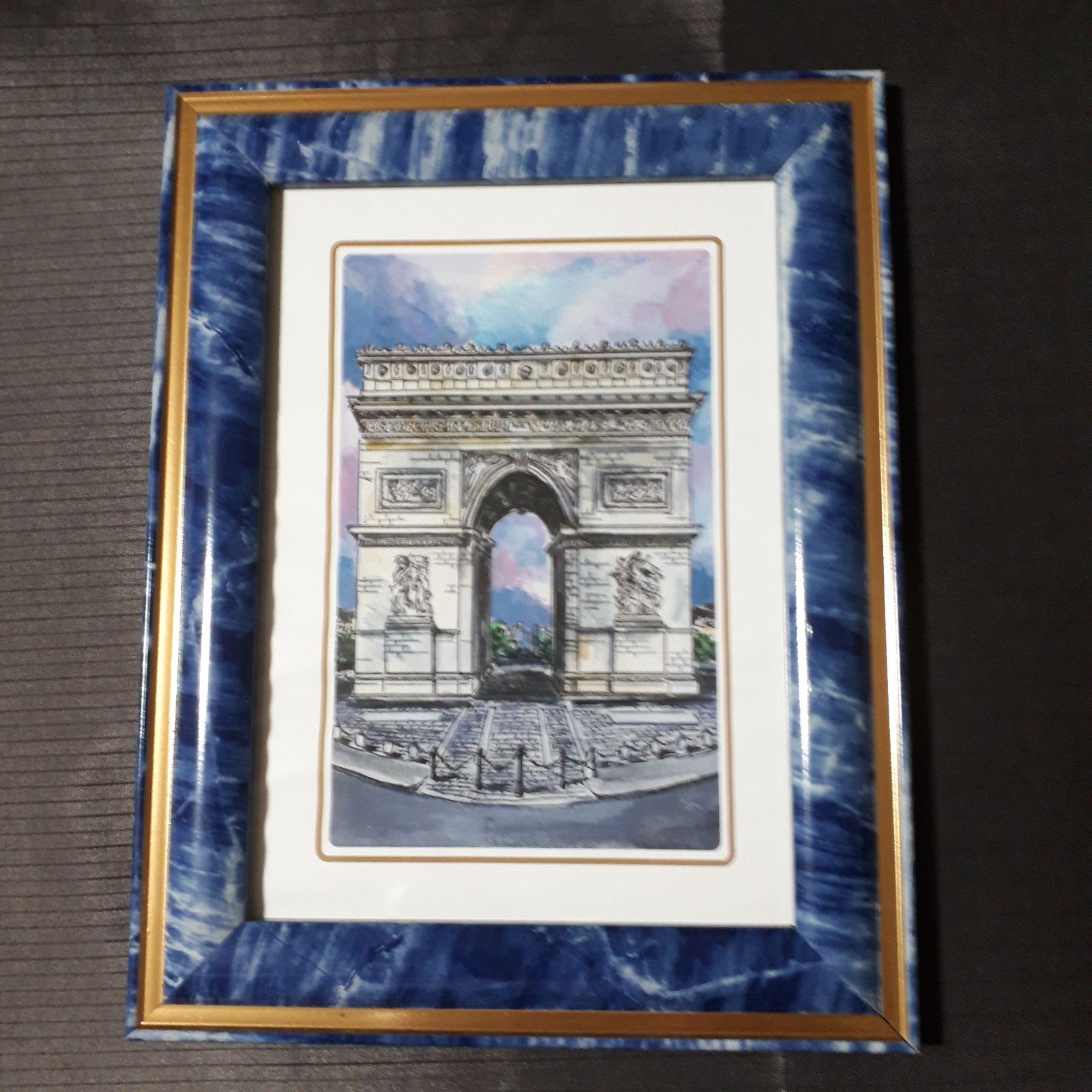 額入り絵画 凱旋門 フランス パリ 風景画 美術品 インテリア
