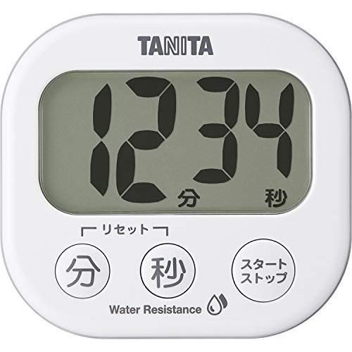 タニタ tanita キッチン 勉強 学習 タイマー 洗える 大画面 大音量 100分 マグネット スタンド付き ホワイト でか見えタイマー T