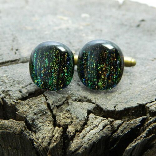 オリジナル手作りガラス カフス Gold Treestump カフリンクス