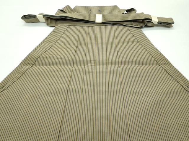 平和屋本店■極上　男性　人間国宝　甲田綏郎　精好仙台平　馬乗袴　縞　逸品　DZAA1426kh4 平和屋本店□極上 男性 人間国宝 甲田綏郎 精好仙台平 馬乗り袴 縞