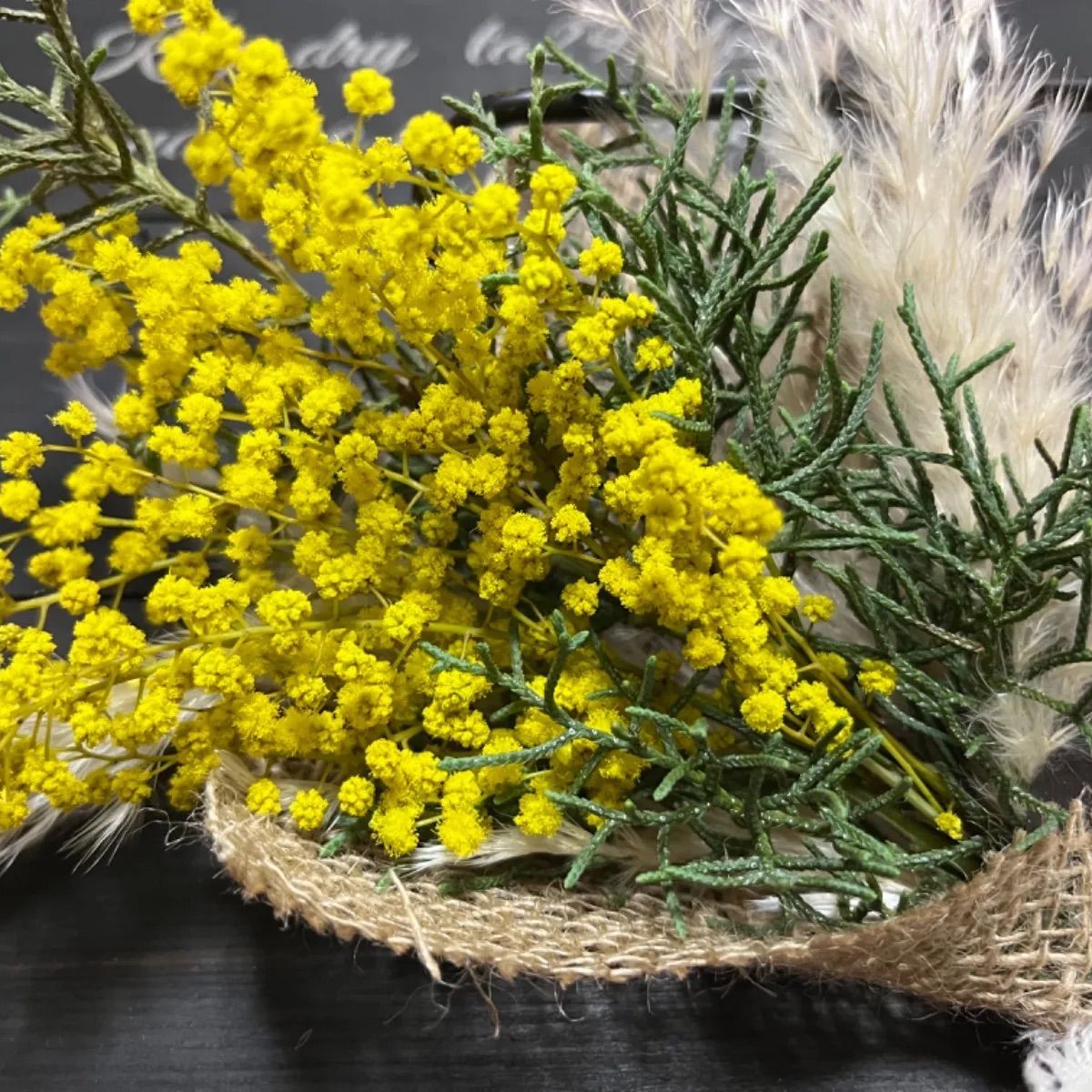 春の訪れを告げる鮮やかyellowミモザブーケ&ブートニア① 