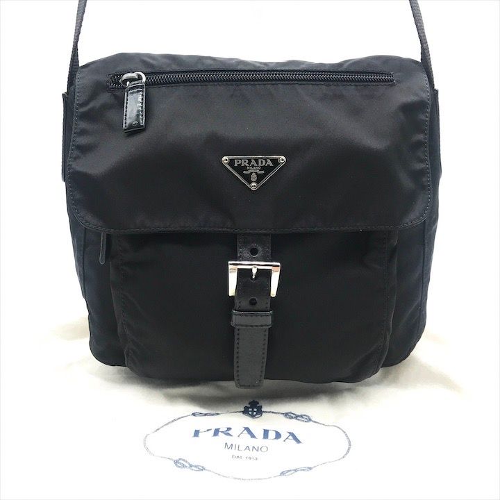 良品 PRADA プラダ 三角ロゴ ナイロン テスート メッセンジャー ショルダー バッグ ブラック k2767 - メルカリ