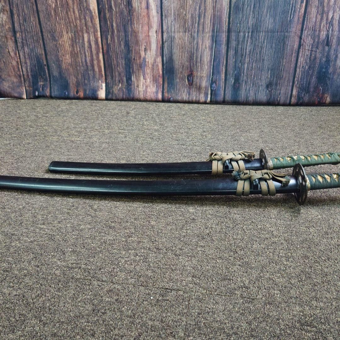 日本刀 鞘付き模造刀 大小2本セット 観賞用 柄グリーン